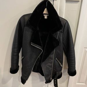 • H&M Biker Jacket with Faux Fur/Leather •